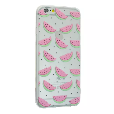 Watermeloen hoesje transparant geschikt voor iPhone 6 Plus 6s Plus TPU silicone Fruit Doorzichtige cover meloen