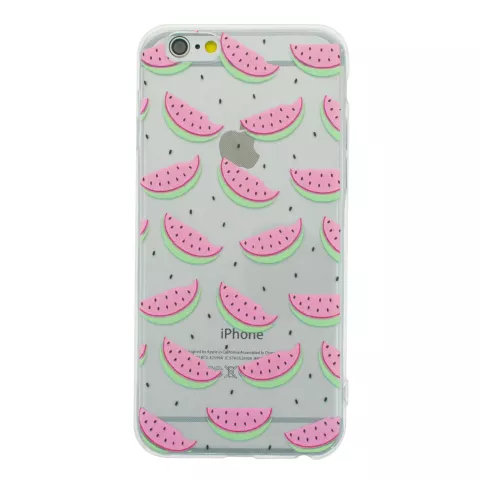 Watermeloen hoesje transparant geschikt voor iPhone 6 Plus 6s Plus TPU silicone Fruit Doorzichtige cover meloen