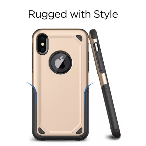 Shockproof Pro Armor iPhone X XS hoesje - Protection Case Goud - Extra Bescherming