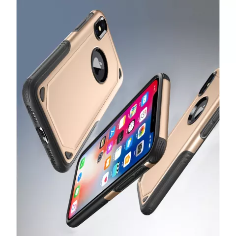 Shockproof Pro Armor iPhone X XS hoesje - Protection Case Goud - Extra Bescherming