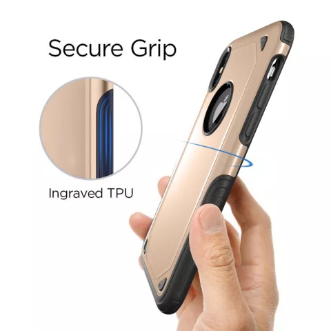 Shockproof Pro Armor iPhone X XS hoesje - Protection Case Goud - Extra Bescherming