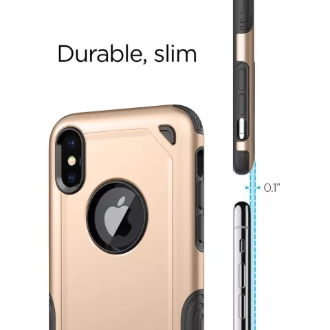 Shockproof Pro Armor iPhone X XS hoesje - Protection Case Goud - Extra Bescherming