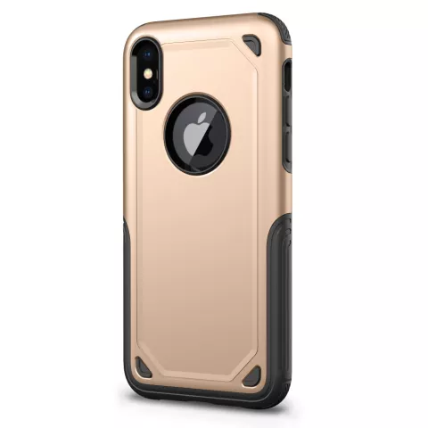 Shockproof Pro Armor iPhone X XS hoesje - Protection Case Goud - Extra Bescherming