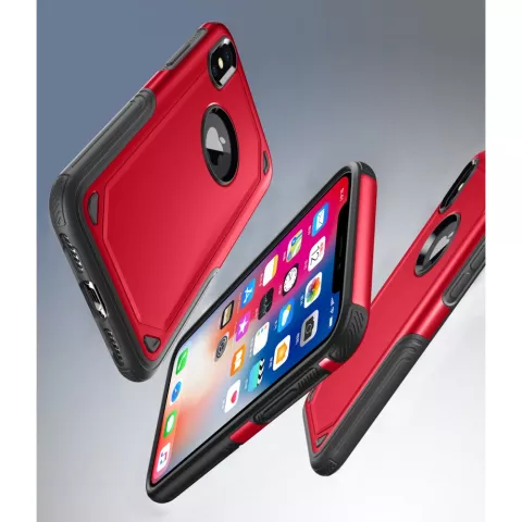 Shockproof Pro Armor iPhone X XS hoesje - Protection Case Rood Red - Extra Bescherming