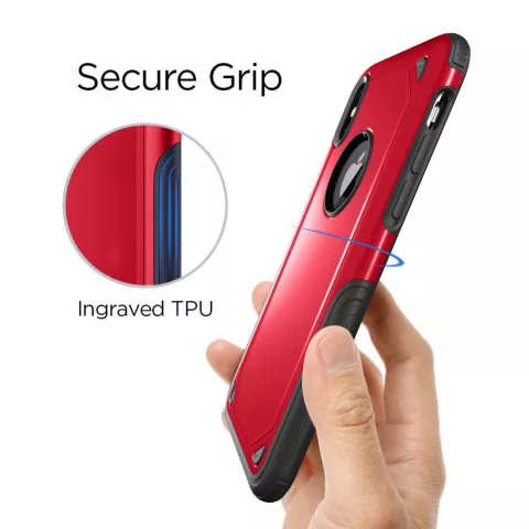 Shockproof Pro Armor iPhone X XS hoesje - Protection Case Rood Red - Extra Bescherming