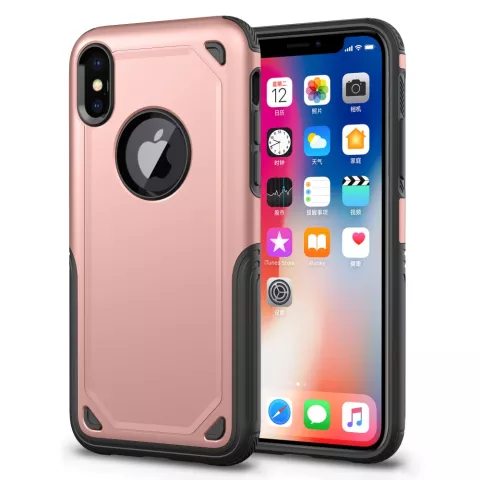 Shockproof Pro Armor iPhone X XS hoesje - Protection Case Rose Gold - Extra Bescherming