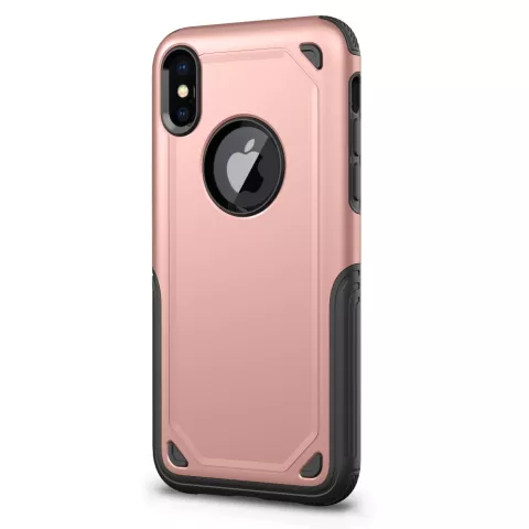 Shockproof Pro Armor iPhone X XS hoesje - Protection Case Rose Gold - Extra Bescherming