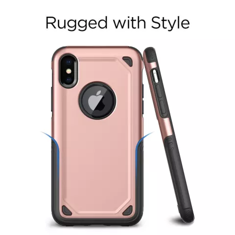 Shockproof Pro Armor iPhone X XS hoesje - Protection Case Rose Gold - Extra Bescherming