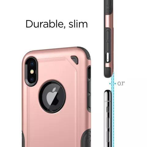 Shockproof Pro Armor iPhone X XS hoesje - Protection Case Rose Gold - Extra Bescherming