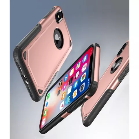 Shockproof Pro Armor iPhone X XS hoesje - Protection Case Rose Gold - Extra Bescherming