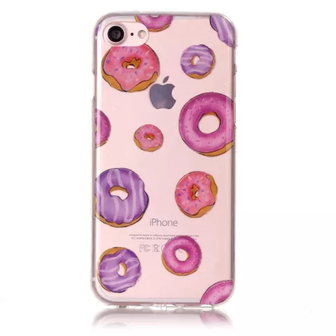 Transparante case donuts iPhone 7 8 SE 2020 SE 2022 hoesje - Paars Roze Doorzichtig