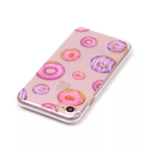 Transparante case donuts iPhone 7 8 SE 2020 SE 2022 hoesje - Paars Roze Doorzichtig