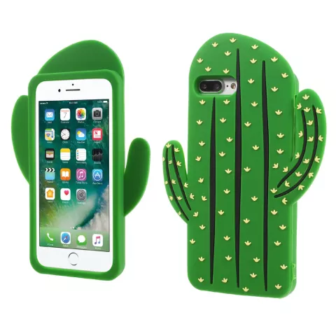 Silicone cactus case iPhone 7 Plus 8 Plus hoesje - Groen