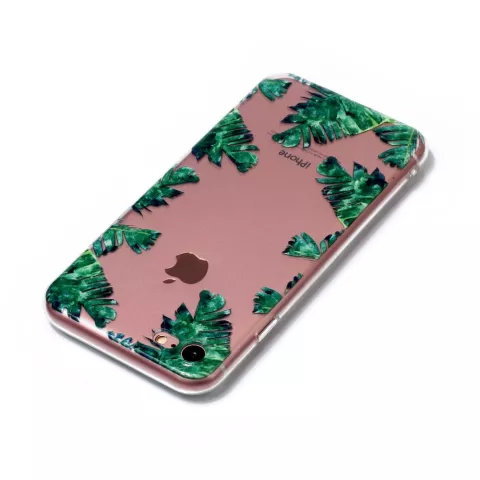 Transparante TPU case bladeren iPhone 7 8 SE 2020 SE 2022 hoesje Palm Jungle - Groen Doorzichtig