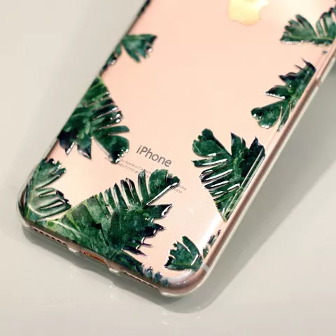 Transparante TPU case bladeren iPhone 7 8 SE 2020 SE 2022 hoesje Palm Jungle - Groen Doorzichtig