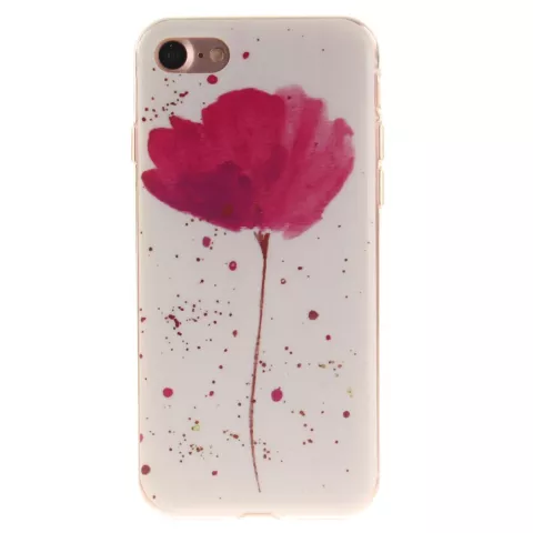 Klaproos TPU hoesje iPhone 7 8 SE 2020 SE 2022 - Wit Roze