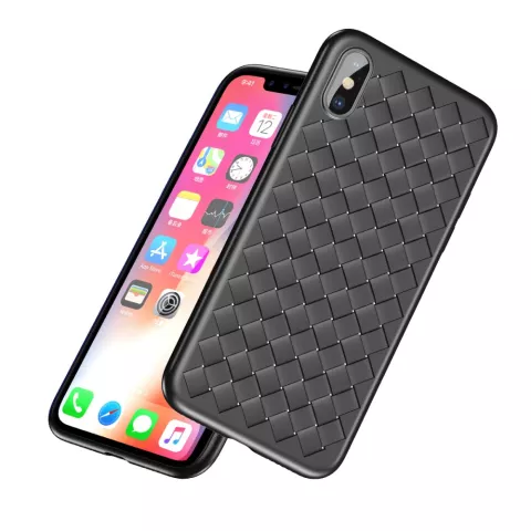 Baseus Weaving Case geweven TPU hoesje iPhone X XS - Zwart