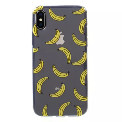 Bananen TPU fruit case geschikt voor iPhone X XS hoesje - Doorzichtig Geel