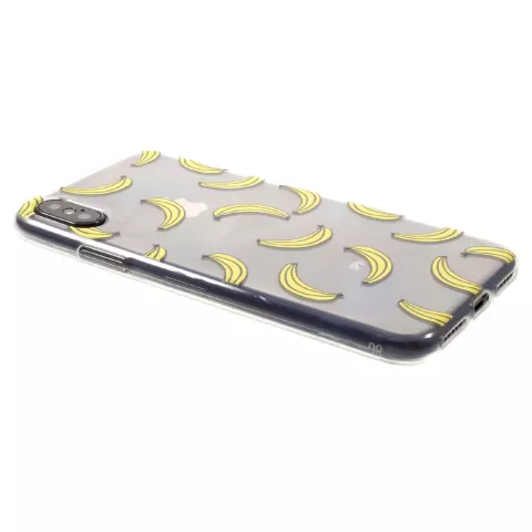 Bananen TPU fruit case iPhone X XS hoesje - Doorzichtig Geel