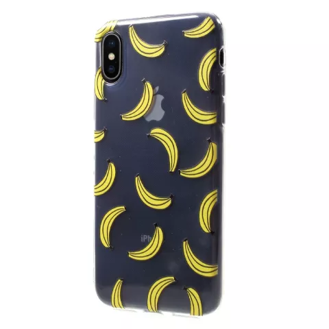 Bananen TPU fruit case iPhone X XS hoesje - Doorzichtig Geel