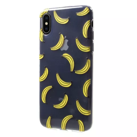 Bananen TPU fruit case geschikt voor iPhone X XS hoesje - Doorzichtig Geel