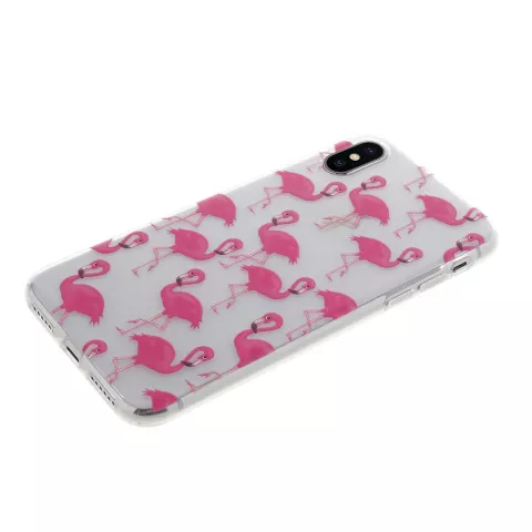 Roze flamingo&#039;s TPU case iPhone X XS hoesje - Transparant