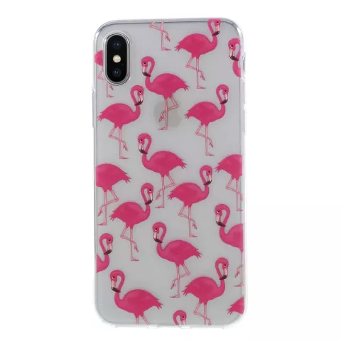 Roze flamingo&#039;s TPU case iPhone X XS hoesje - Transparant