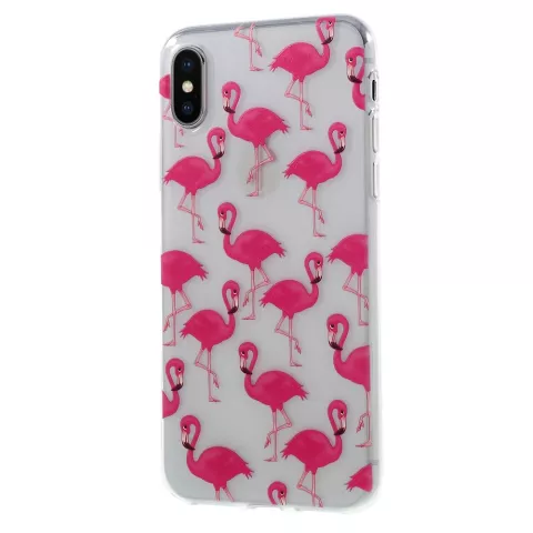 Roze flamingo&#039;s TPU case iPhone X XS hoesje - Transparant