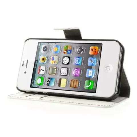 iPhone 4 4s Bookcase Portemonnee hoesje lederen wallet case - Wit