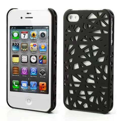 iPhone 4 4s vogelnest hoesje cover case bird nest ontwerp - Zwart