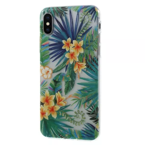 Tropische bladeren bloemen hoesje iPhone X XS - Transparant