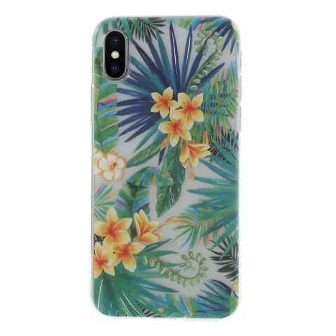 Tropische bladeren bloemen hoesje iPhone X XS - Transparant