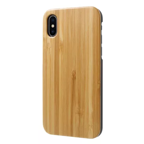 Houten Bamboe case geschikt voor iPhone X XS hoesje - Echt hout