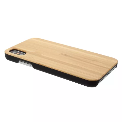 Houten Bamboe case geschikt voor iPhone X XS hoesje - Echt hout