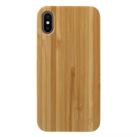 Houten Bamboe case geschikt voor iPhone X XS hoesje - Echt hout