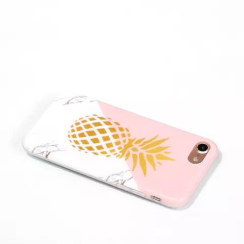 Gold Ananas Marmer Case iPhone 6 6s hoesje - Roze Wit Goud