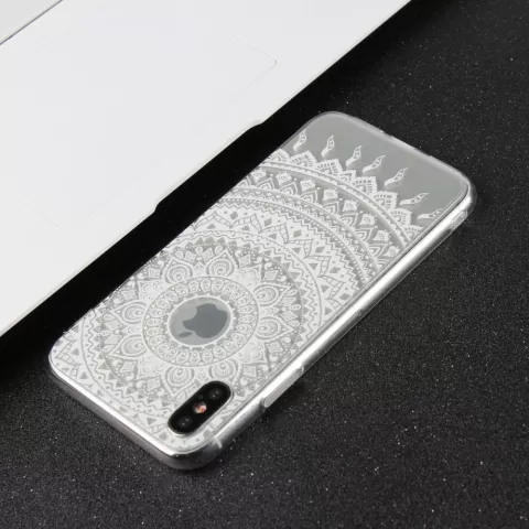 Doorzichtig Mandala iPhone X XS hybride TPU hardcase hoesje - Wit