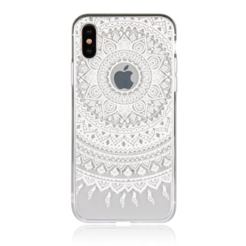 Doorzichtig Mandala iPhone X XS hybride TPU hardcase hoesje - Wit