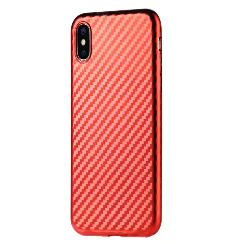 Carbon Fiber TPU iPhone X XS hoesje - Rood