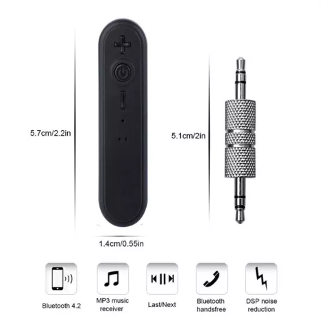 AUX draadloos ontvanger clip hands-free muziek - Zwart wireless receiver - Bluetooth 4.1