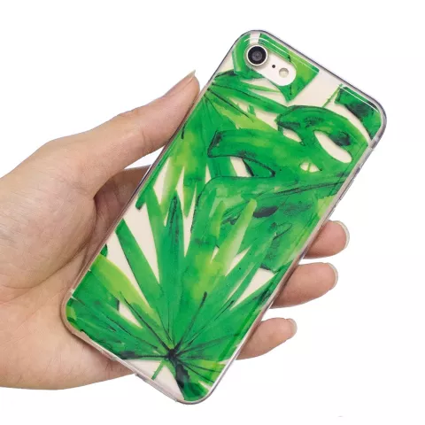 Tropische bladeren cover TPU hoesje iPhone 7 8 SE 2020 SE 2022 - Doorzichtig Groen