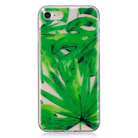 Tropische bladeren cover TPU hoesje iPhone 7 8 SE 2020 SE 2022 - Doorzichtig Groen