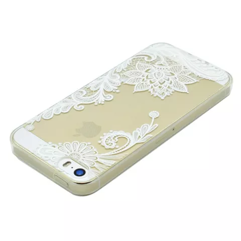 Transparant case bloemen patroon TPU hoesje iPhone 5 5s SE 2016 - Wit