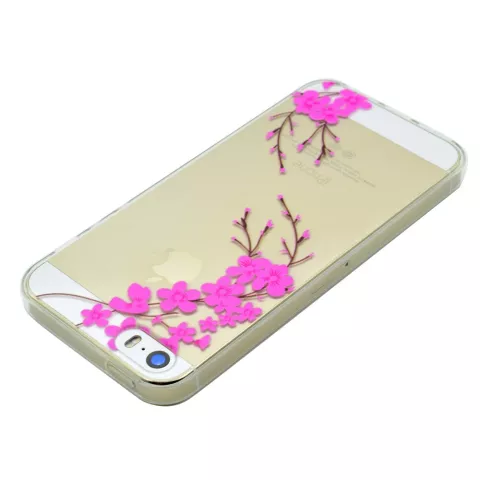 Bloesem tak sierlijk hoesje TPU case iPhone 5 5s SE 2016 - Doorzichtig Roze