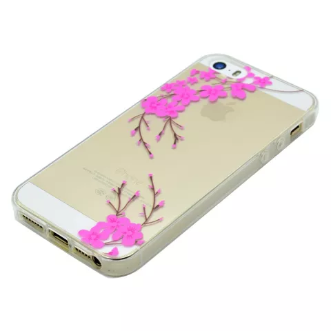 Bloesem tak sierlijk hoesje TPU case iPhone 5 5s SE 2016 - Doorzichtig Roze