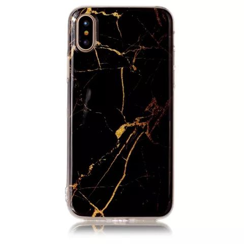 Marmer hoesje TPU marble cover geschikt voor iPhone X XS - Zwart Goud