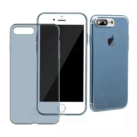 Baseus Simple Series doorzichtig hoesje iPhone 7 Plus 8 Plus - Blauw