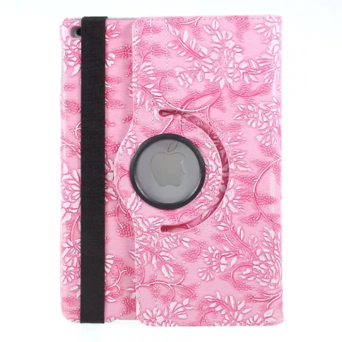 Bloemen draaibaar hoesje geschikt voor iPad 2017 2018 - Roze