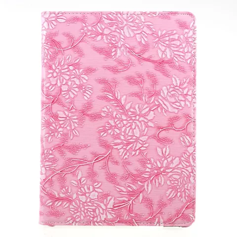 Bloemen draaibaar hoesje geschikt voor iPad 2017 2018 - Roze