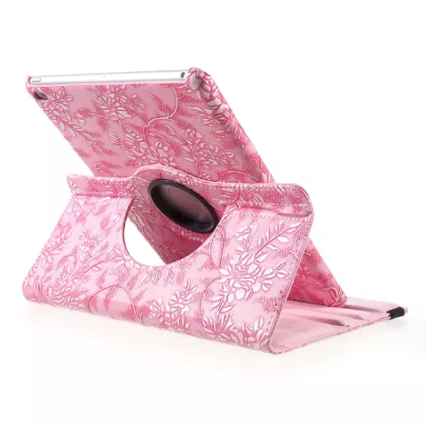 Bloemen draaibaar hoesje geschikt voor iPad 2017 2018 - Roze